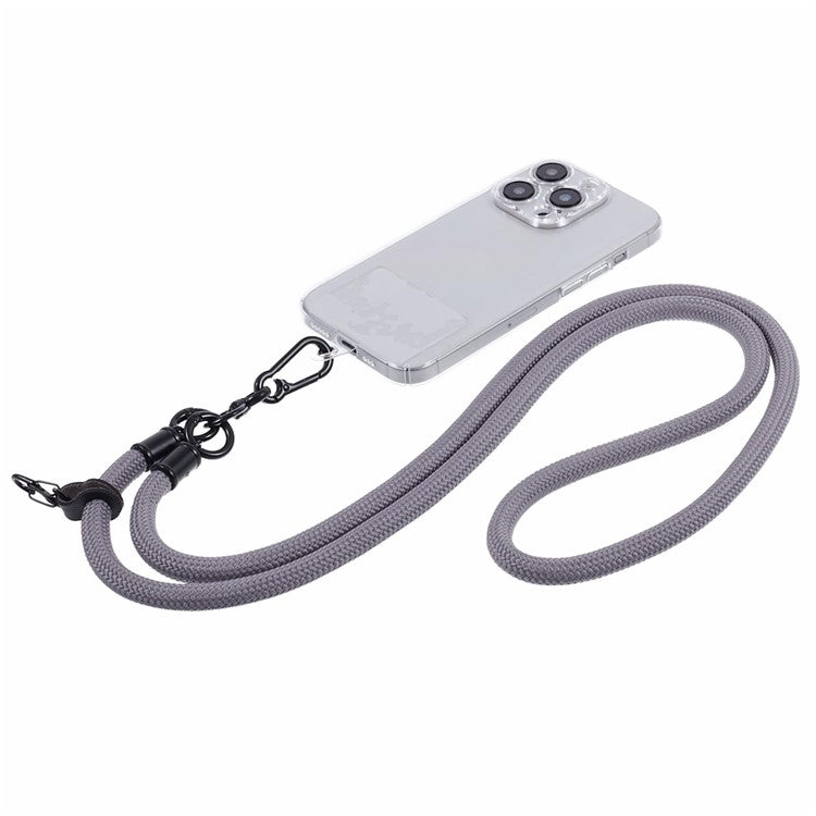 Style A Solid Color Phone Strap 10mm Crossbody Nylon Phone Charm with Clear Patch - Grey