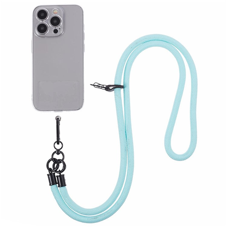 Style A Solid Color Phone Strap 10mm Crossbody Nylon Phone Charm with Clear Patch - Baby Blue