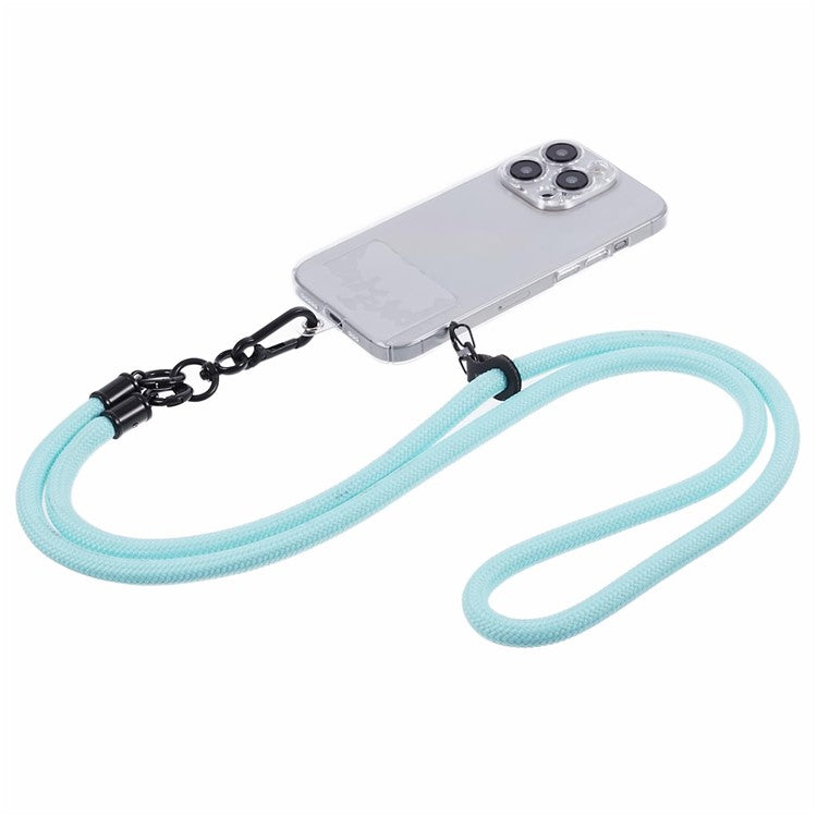 Style A Solid Color Phone Strap 10mm Crossbody Nylon Phone Charm with Clear Patch - Baby Blue