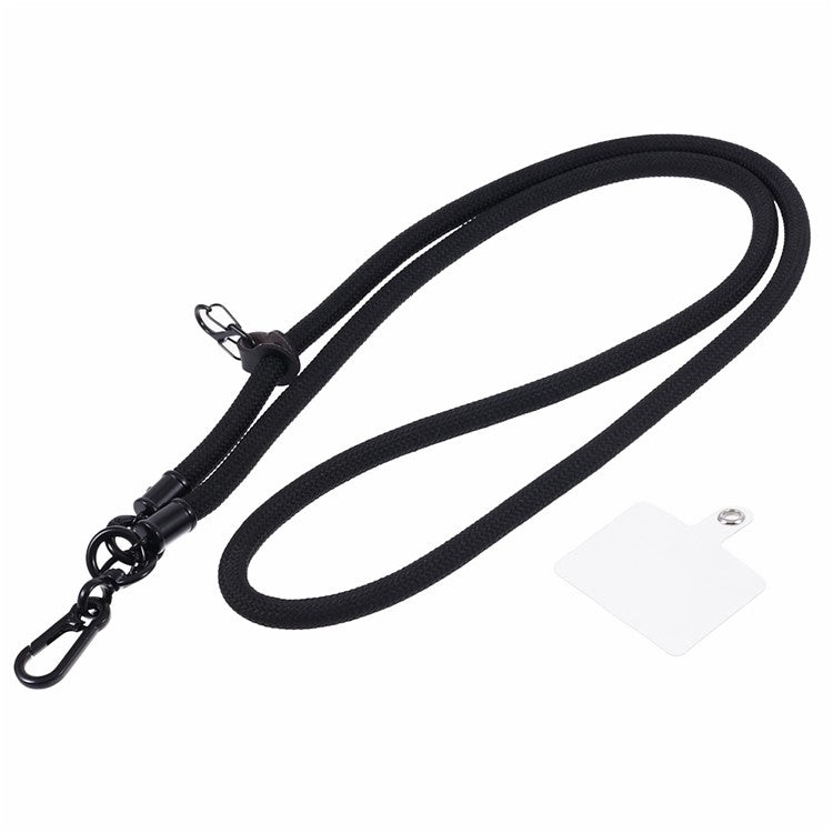 Style A Solid Color Phone Strap 10mm Crossbody Nylon Phone Charm with Clear Patch - Black