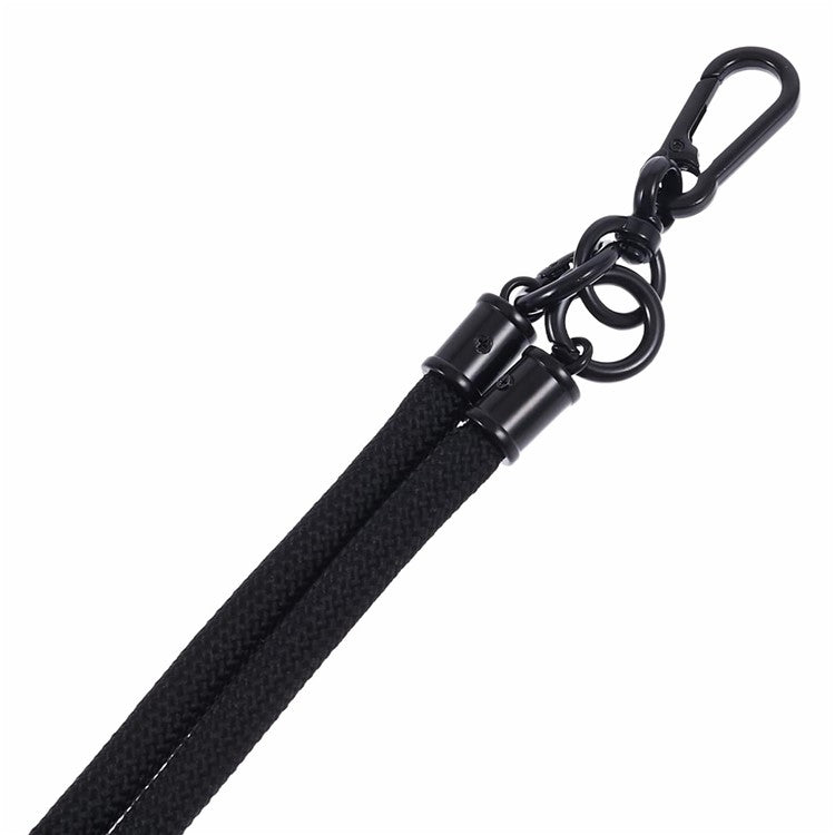 Style A Solid Color Phone Strap 10mm Crossbody Nylon Phone Charm with Clear Patch - Black