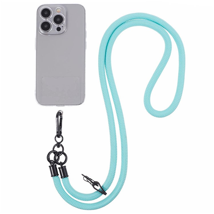 Style A Solid Color Phone Strap 10mm Crossbody Nylon Phone Charm with Clear Patch - Blue