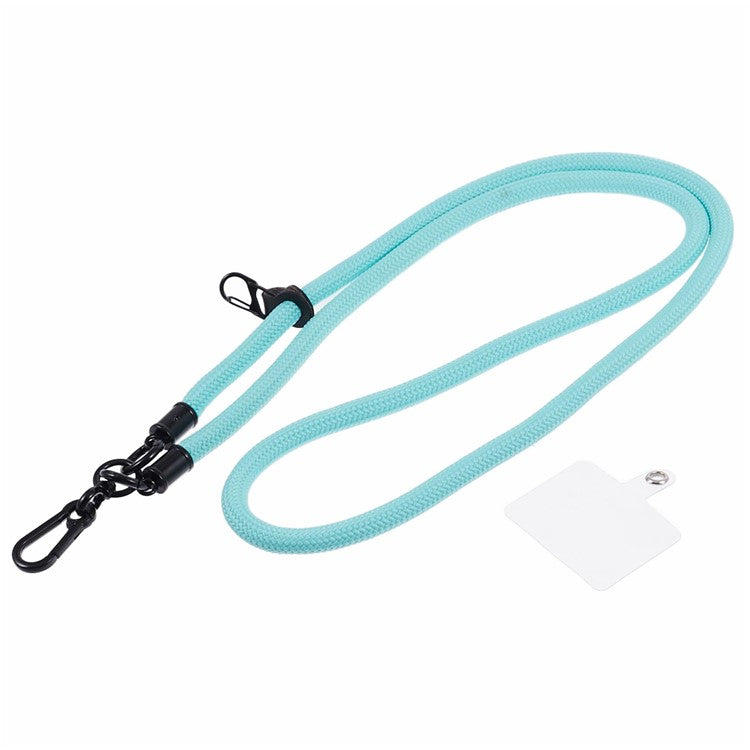 Style A Solid Color Phone Strap 10mm Crossbody Nylon Phone Charm with Clear Patch - Blue