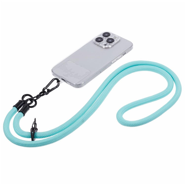 Style A Solid Color Phone Strap 10mm Crossbody Nylon Phone Charm with Clear Patch - Blue