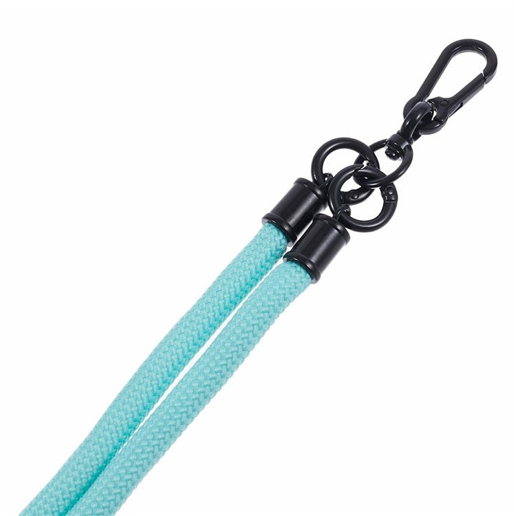 Style A Solid Color Phone Strap 10mm Crossbody Nylon Phone Charm with Clear Patch - Blue