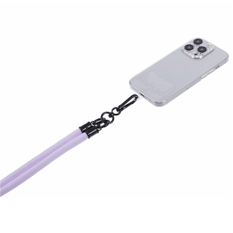 Style A Solid Color Phone Strap 10mm Crossbody Nylon Phone Charm with Clear Patch - Light Purple