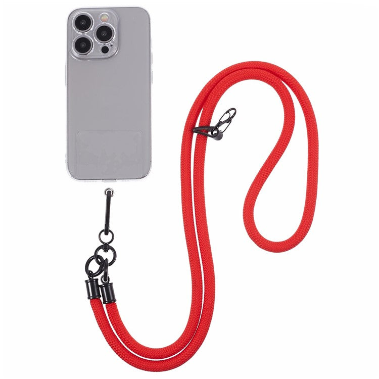 Style A Solid Color Phone Strap 10mm Crossbody Nylon Phone Charm with Clear Patch - Red