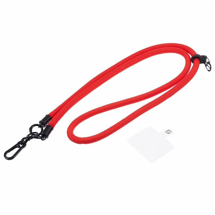 Style A Solid Color Phone Strap 10mm Crossbody Nylon Phone Charm with Clear Patch - Red