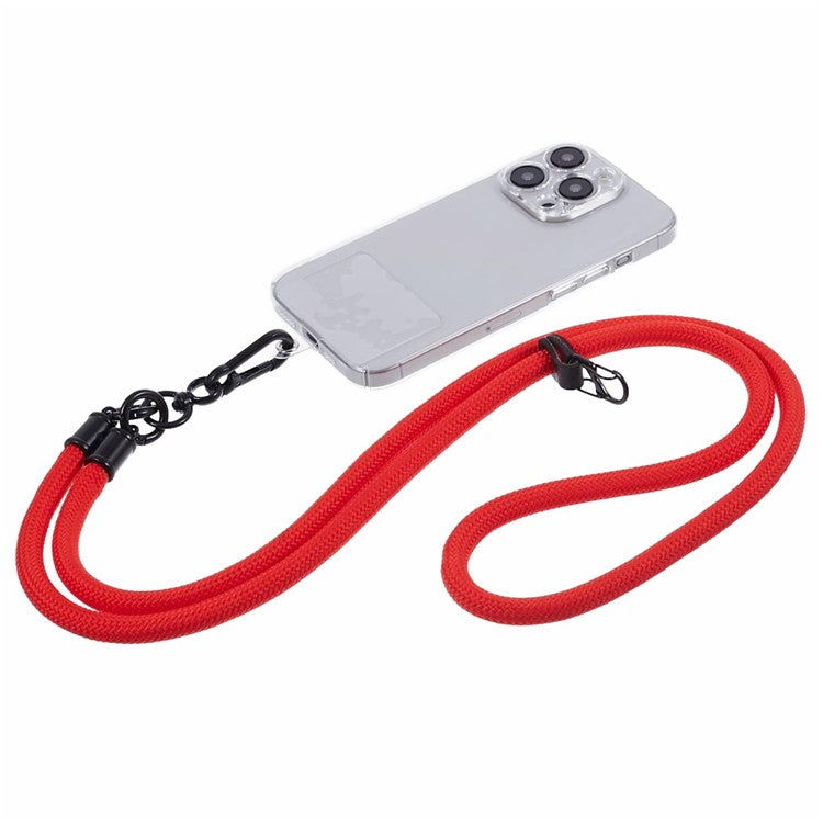 Style A Solid Color Phone Strap 10mm Crossbody Nylon Phone Charm with Clear Patch - Red