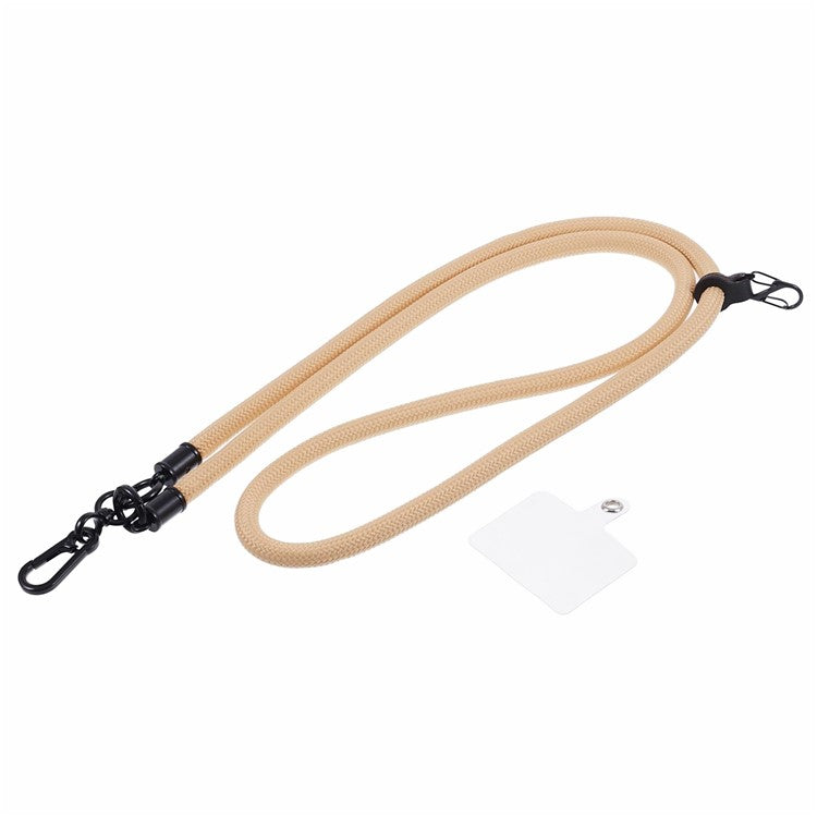 Style A Solid Color Phone Strap 10mm Crossbody Nylon Phone Charm with Clear Patch - Apricot