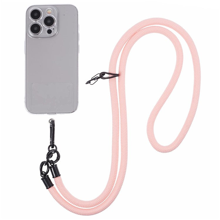 Style A Solid Color Phone Strap 10mm Crossbody Nylon Phone Charm with Clear Patch - Light Pink