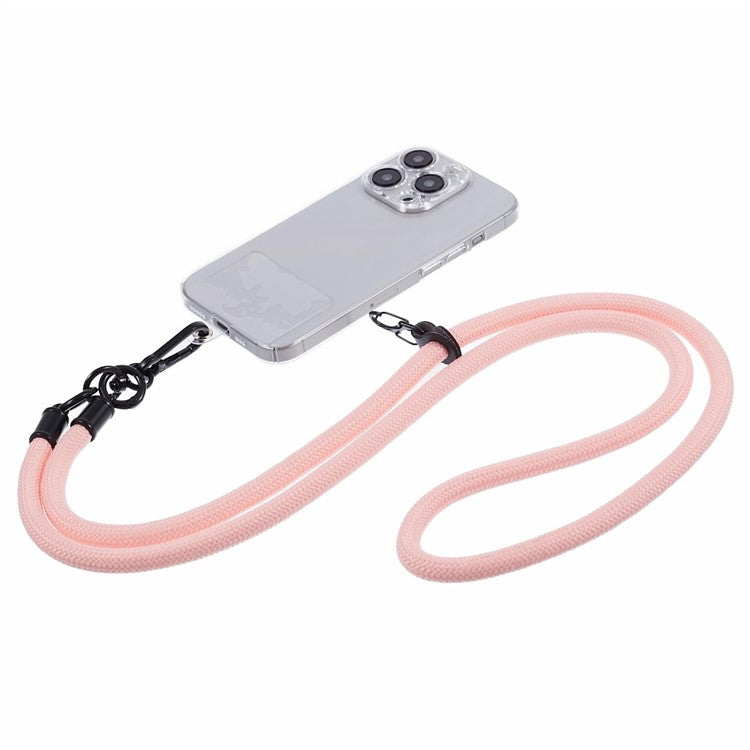 Style A Solid Color Phone Strap 10mm Crossbody Nylon Phone Charm with Clear Patch - Light Pink