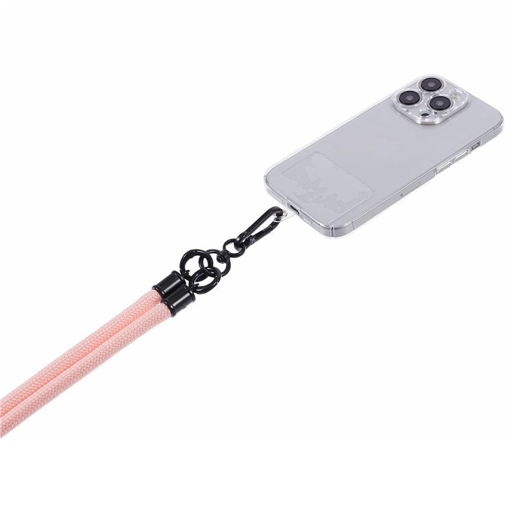 Style A Solid Color Phone Strap 10mm Crossbody Nylon Phone Charm with Clear Patch - Light Pink