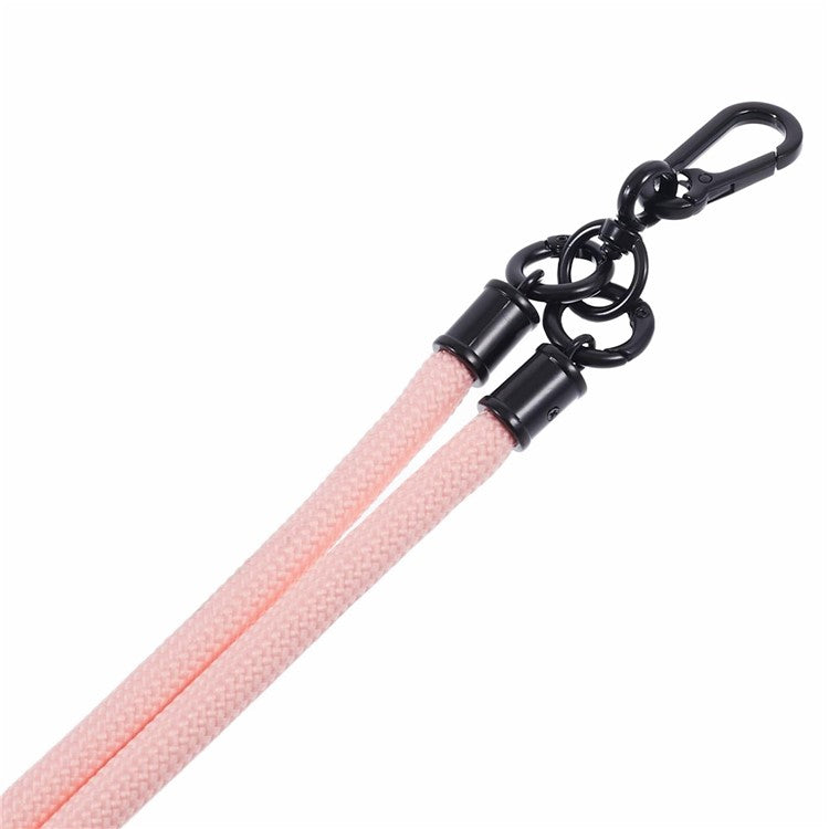 Style A Solid Color Phone Strap 10mm Crossbody Nylon Phone Charm with Clear Patch - Light Pink