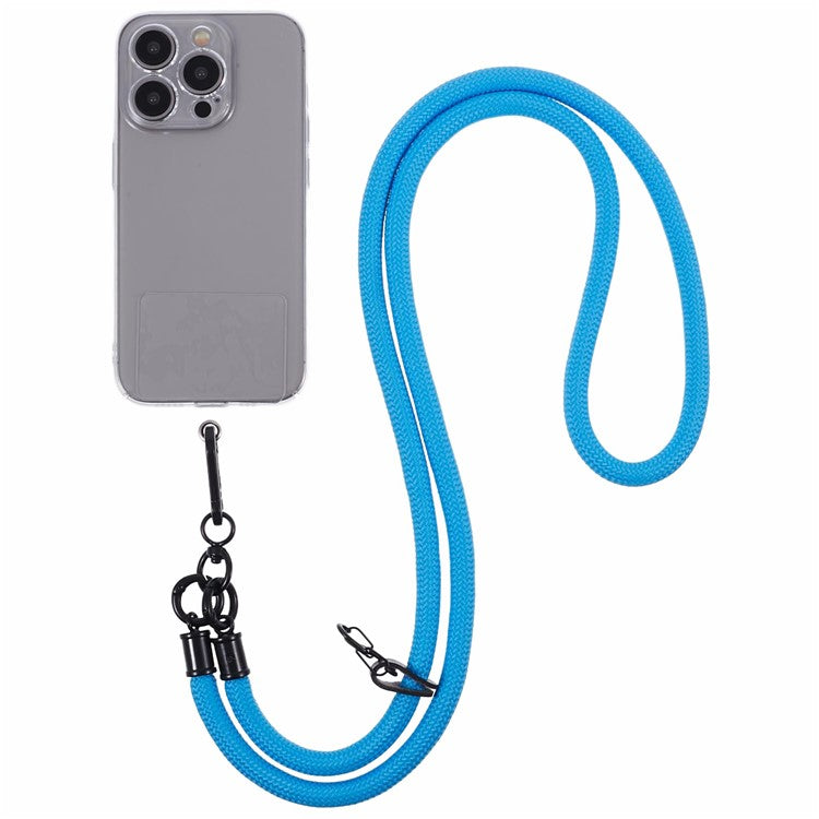 Style A Phone Strap 8mm Universal Nylon Phone Neck Lanyard with Clear Patch - Sky Blue