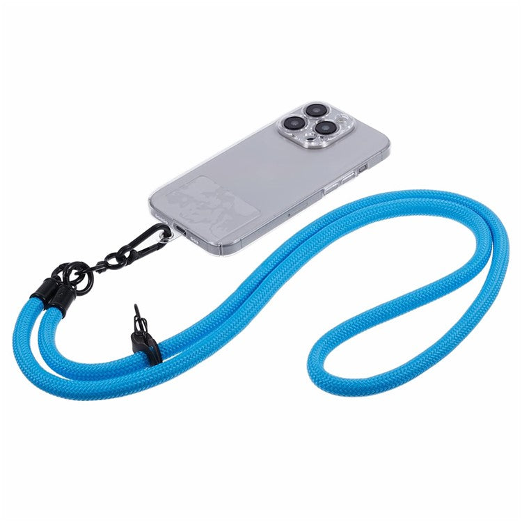 Style A Phone Strap 8mm Universal Nylon Phone Neck Lanyard with Clear Patch - Sky Blue