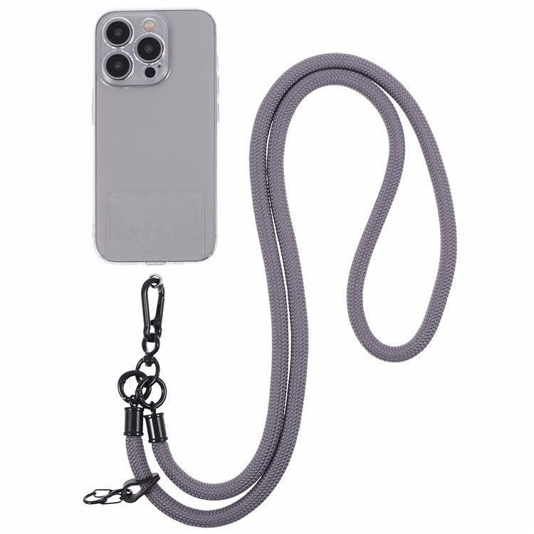 Style A Phone Strap 8mm Universal Nylon Phone Neck Lanyard with Clear Patch - Grey