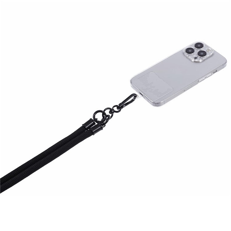 Style A Phone Strap 8mm Universal Nylon Phone Neck Lanyard with Clear Patch - Black