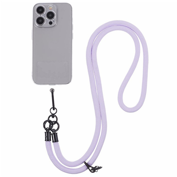 Style A Phone Strap 8mm Universal Nylon Phone Neck Lanyard with Clear Patch - Light Purple