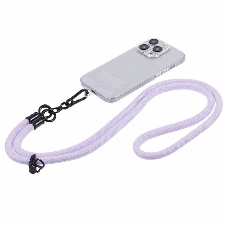 Style A Phone Strap 8mm Universal Nylon Phone Neck Lanyard with Clear Patch - Light Purple