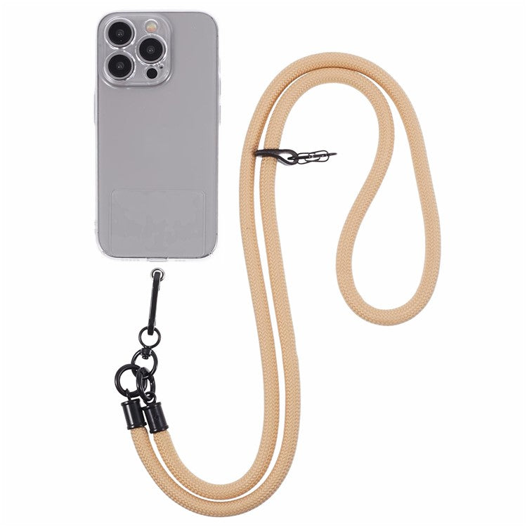 Style A Phone Strap 8mm Universal Nylon Phone Neck Lanyard with Clear Patch - Apricot