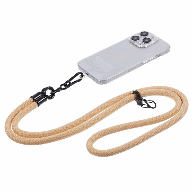 Style A Phone Strap 8mm Universal Nylon Phone Neck Lanyard with Clear Patch - Apricot