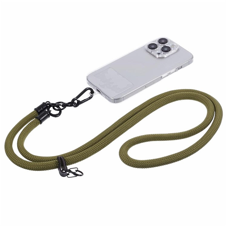 Style A Phone Strap 8mm Universal Nylon Phone Neck Lanyard with Clear Patch - Army Green