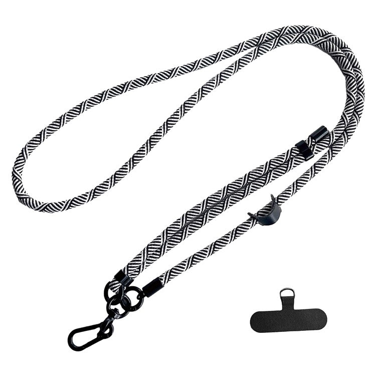 Phone Lanyard Universal 7mm Nylon Neck Strap Necklace with Tether Tab - Black+White