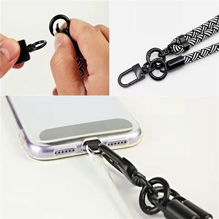 Phone Lanyard Universal 7mm Nylon Neck Strap Necklace with Tether Tab - Black+White