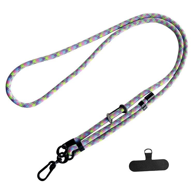 Phone Lanyard Universal 7mm Nylon Neck Strap Necklace with Tether Tab - Purple+Green+Pink