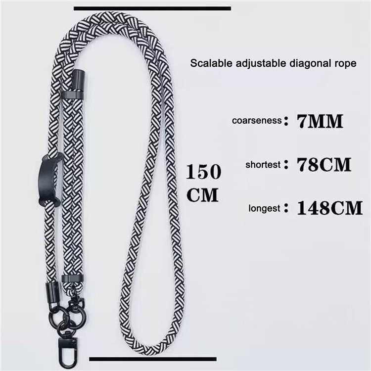 Phone Lanyard Universal 7mm Nylon Neck Strap Necklace with Tether Tab - Light Grey+Green