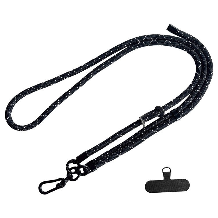 Phone Lanyard Universal 7mm Nylon Neck Strap Necklace with Tether Tab - Black+White Twill Texture