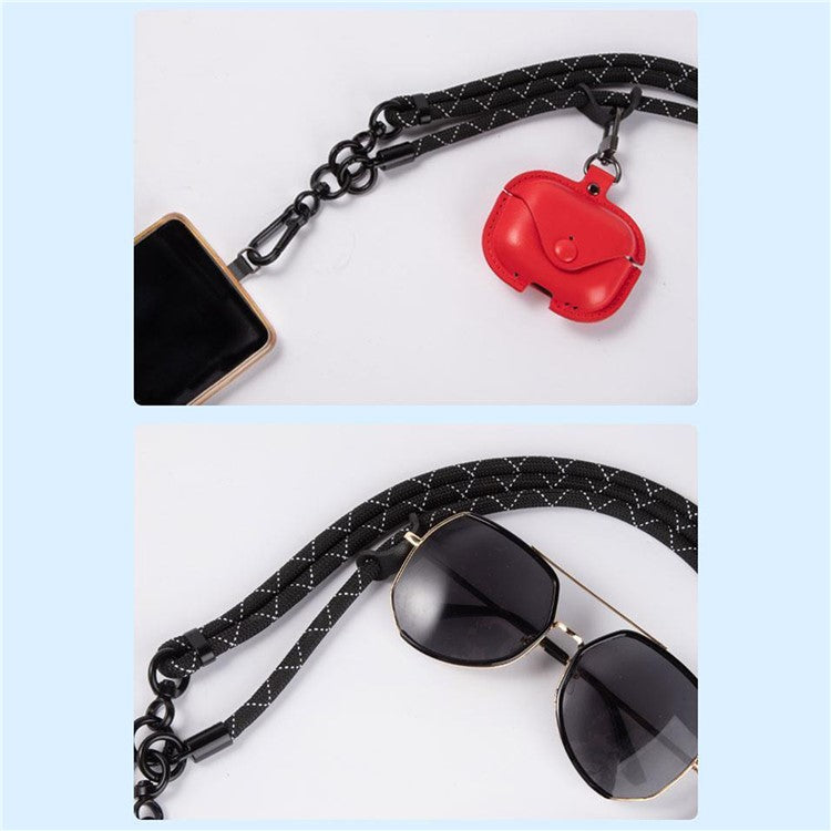 Phone Lanyard Universal 7mm Nylon Neck Strap Necklace with Tether Tab - Black+White Twill Texture