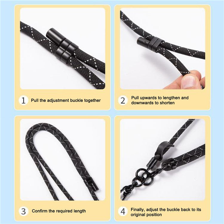 Phone Lanyard Universal 7mm Nylon Neck Strap Necklace with Tether Tab - Black+White Twill Texture