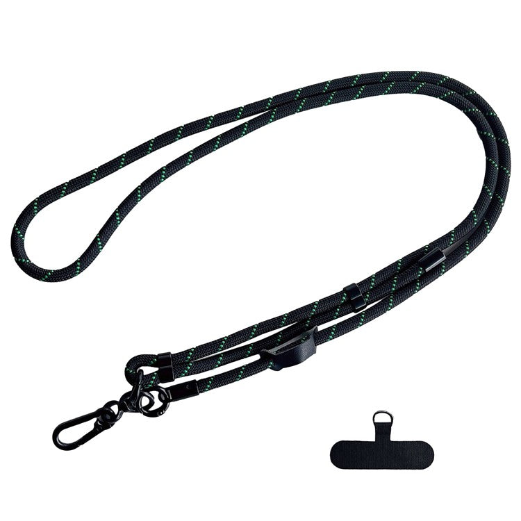 7mm Nylon Phone Lanyard Dual Color Crossbody Carrier Phone Charm with Tether Tab - Black+Green