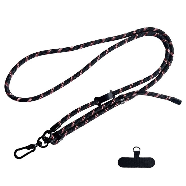 7mm Nylon Phone Lanyard Dual Color Crossbody Carrier Phone Charm with Tether Tab - Black+Pink