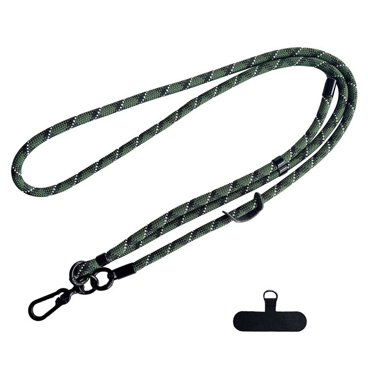 7mm Nylon Phone Lanyard Dual Color Crossbody Carrier Phone Charm with Tether Tab - Blackish Green+Black+White