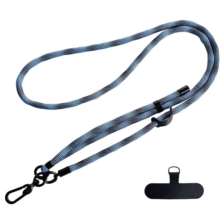 Crossbody Phone Lanyard Strap with Patch 7mm Thickness Adjustable Nylon Neck Strap - Blue+Black