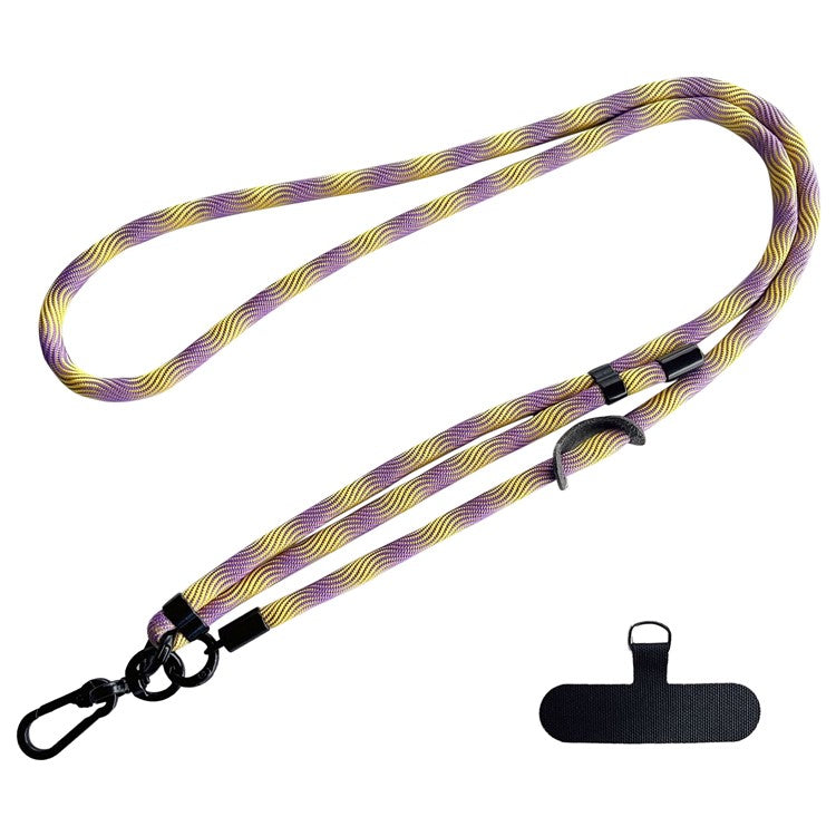 Crossbody Phone Lanyard Strap with Patch 7mm Thickness Adjustable Nylon Neck Strap - Yellow+Purple