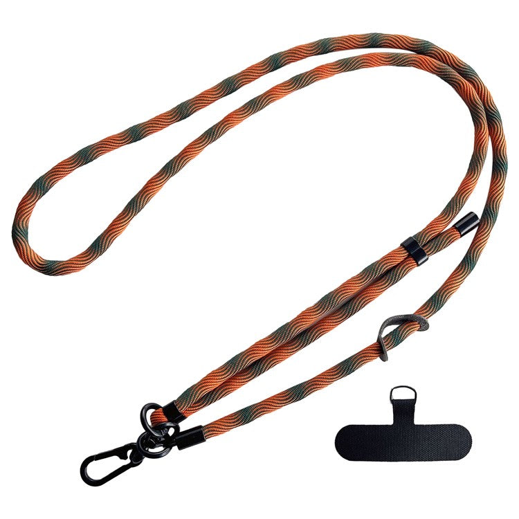 Crossbody Phone Lanyard Strap with Patch 7mm Thickness Adjustable Nylon Neck Strap - Black+Green+Orange