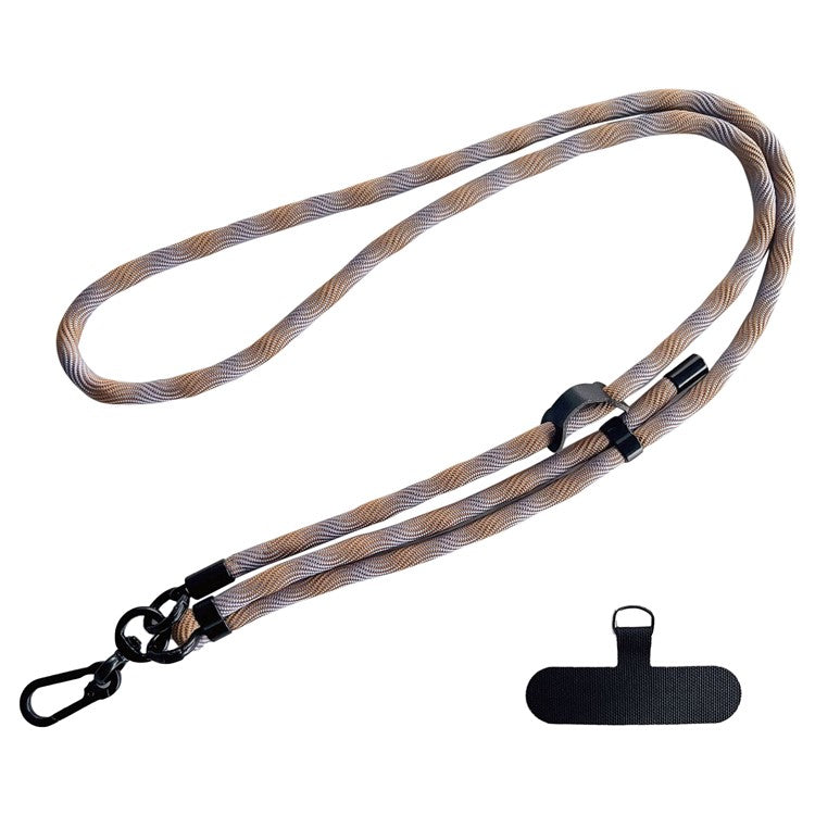 Crossbody Phone Lanyard Strap with Patch 7mm Thickness Adjustable Nylon Neck Strap - Sky Blue+Brown