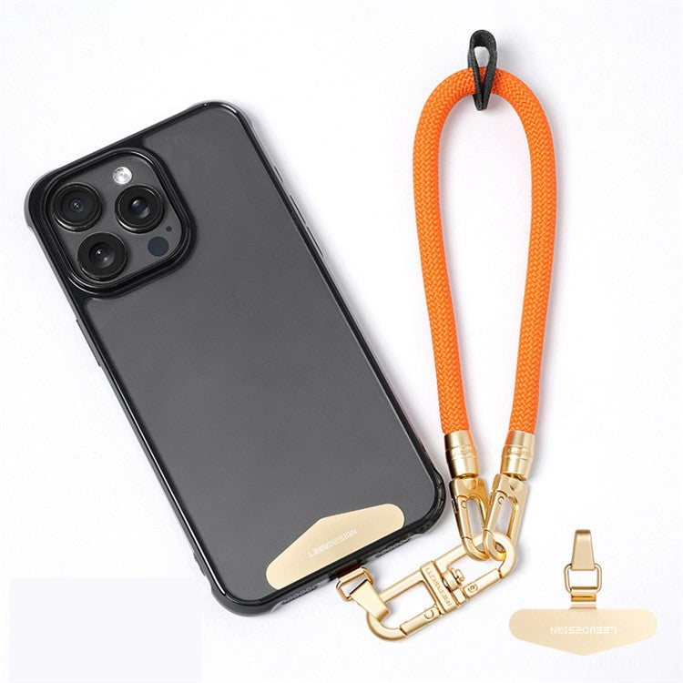 LEEU DESIGN 30cm Smartphone Strap Cell Phone Polyester Lanyard with Metal Tether Tab - Orange