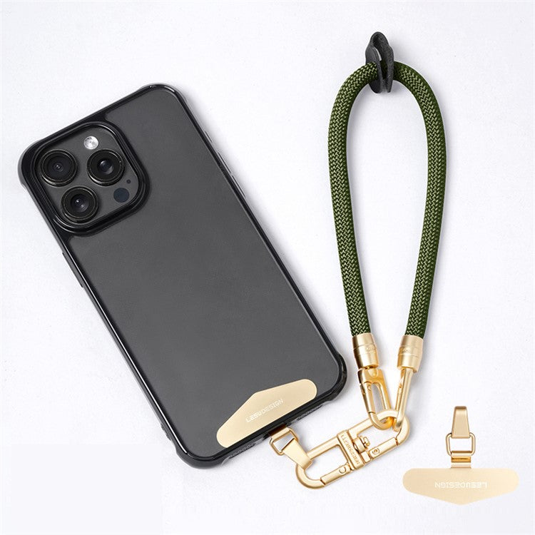 LEEU DESIGN 30cm Smartphone Strap Cell Phone Polyester Lanyard with Metal Tether Tab - Army Green