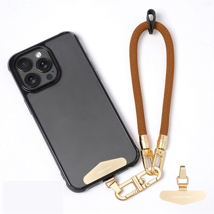 LEEU DESIGN 30cm Smartphone Strap Cell Phone Polyester Lanyard with Metal Tether Tab - Coffee