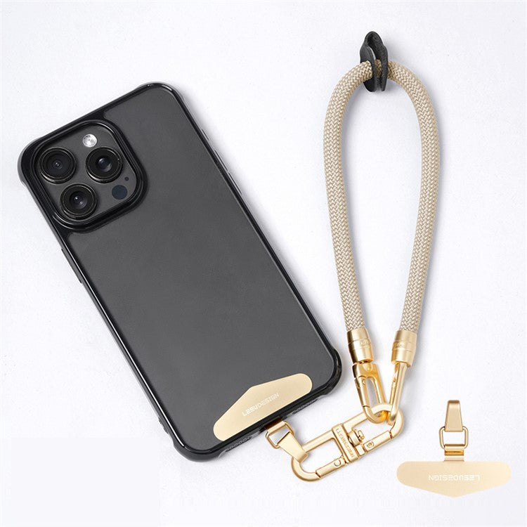 LEEU DESIGN 30cm Smartphone Strap Cell Phone Polyester Lanyard with Metal Tether Tab - Khaki