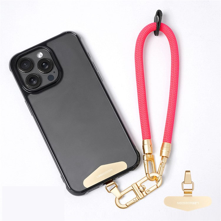 LEEU DESIGN 30cm Smartphone Strap Cell Phone Polyester Lanyard with Metal Tether Tab - Rose