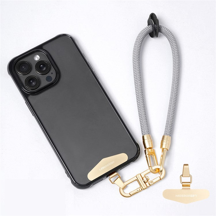 LEEU DESIGN 30cm Smartphone Strap Cell Phone Polyester Lanyard with Metal Tether Tab - Light Grey