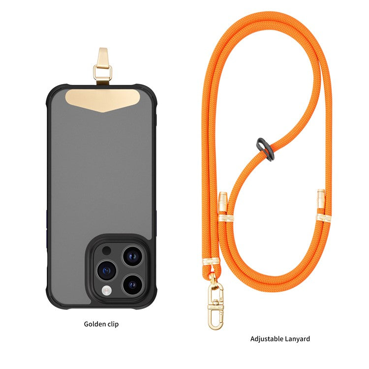 LEEU DESIGN 120cm Smartphone Shoulder Strap with Metal Tether Tab, Adjustable Cell Phone Polyester Lanyard - Orange