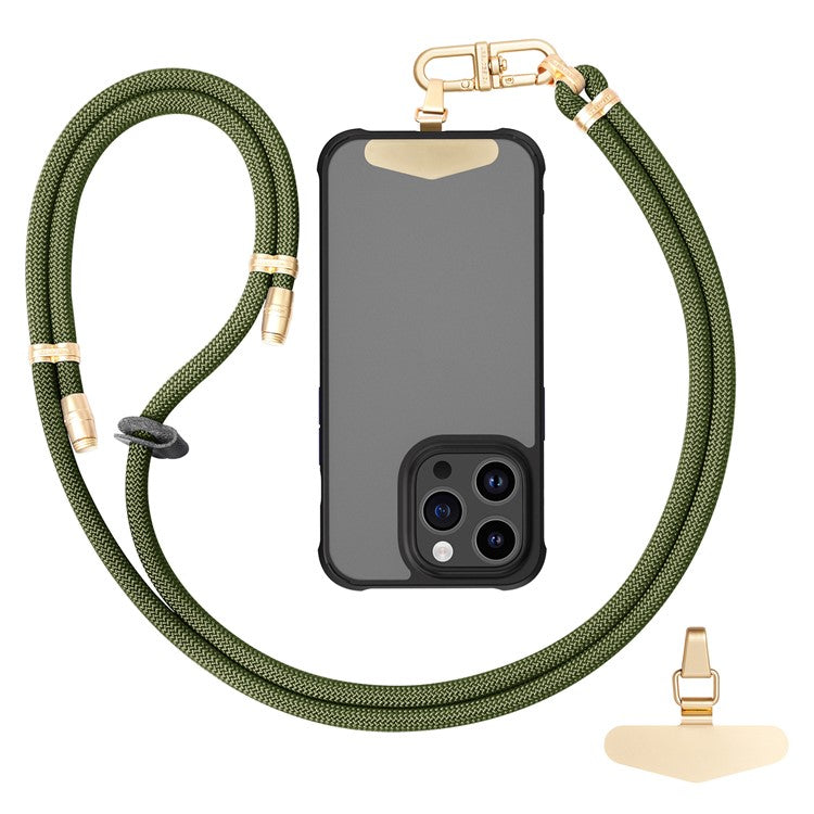 LEEU DESIGN 120cm Smartphone Shoulder Strap with Metal Tether Tab, Adjustable Cell Phone Polyester Lanyard - Army Green