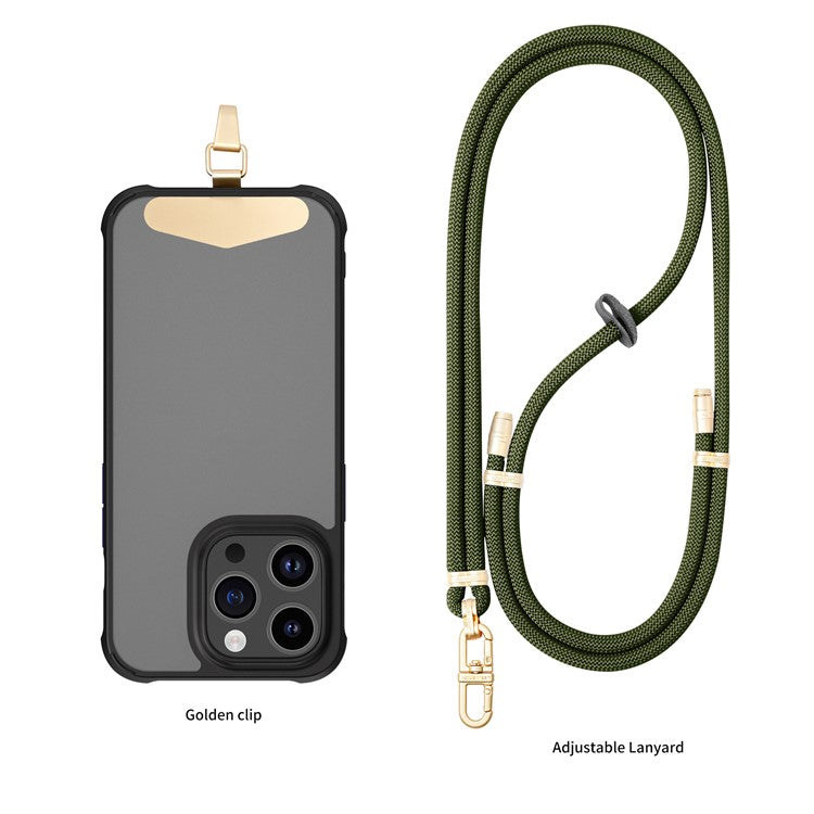 LEEU DESIGN 120cm Smartphone Shoulder Strap with Metal Tether Tab, Adjustable Cell Phone Polyester Lanyard - Army Green